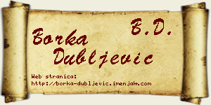 Borka Dubljević vizit kartica